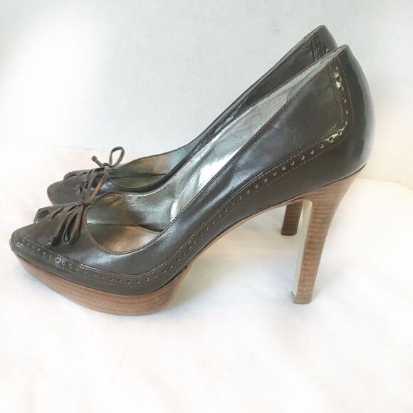 Marc Fisher Chocolate Brown Peep Toe Heels sz 8.5 - Picture 1 of 7